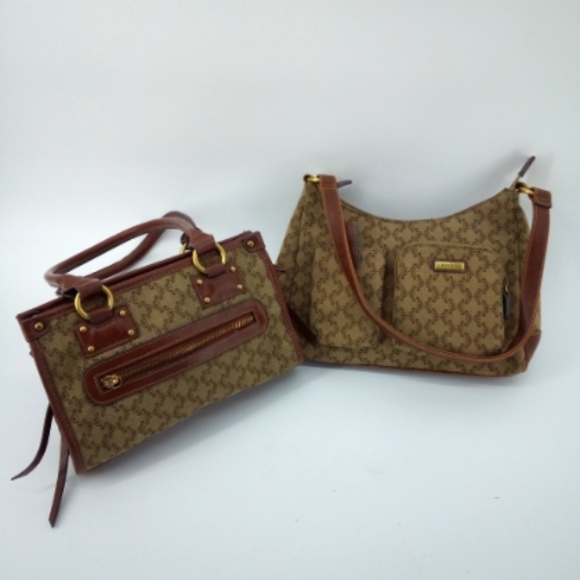 Rosetti Set Vegan Cotton Blend Brown Tan Bundle Shoulder Small Bags Y2K 2000's - Picture 16 of 16